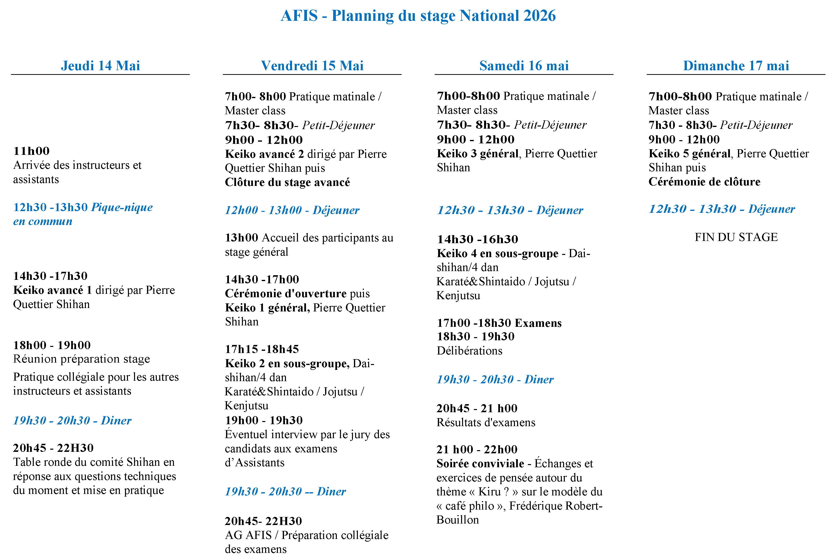 Planning complet du stage national 2026 – cliquer pour ouvrir en PDF